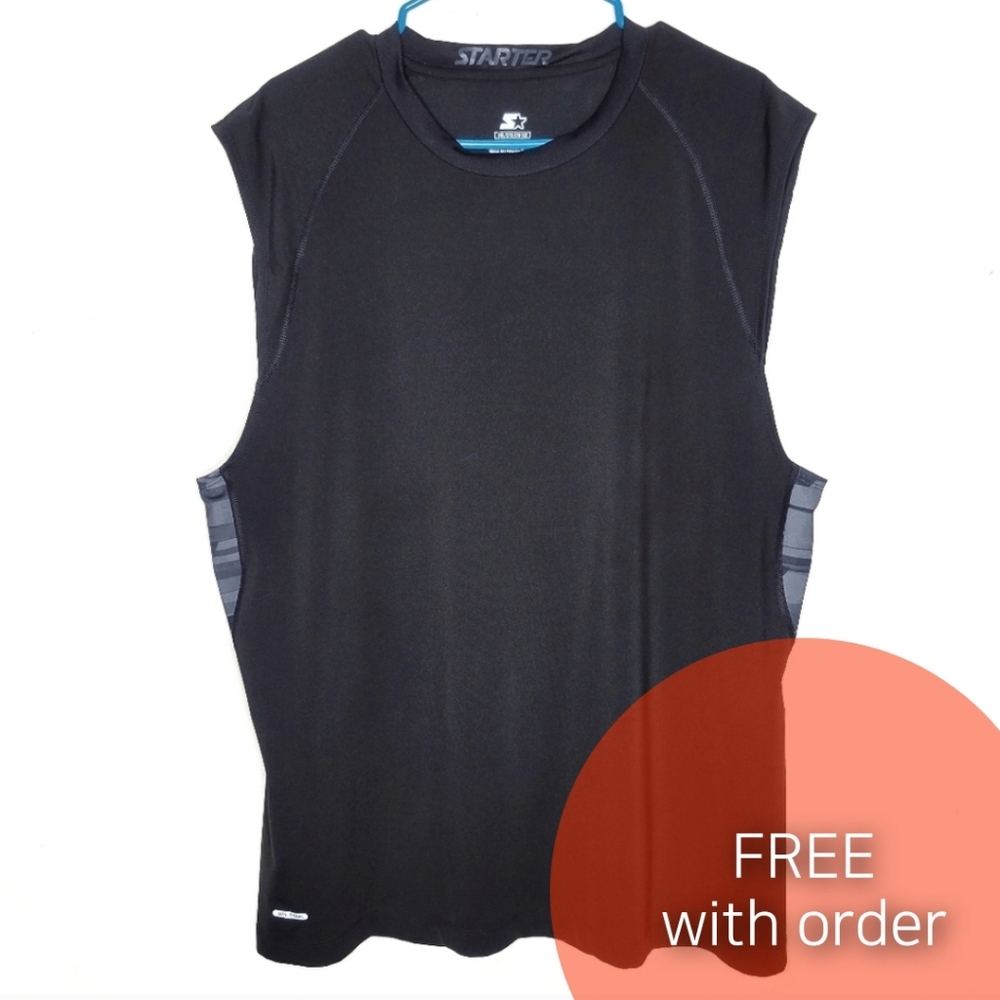Black athletic tank top sleeveless men's 2XL gym workout football